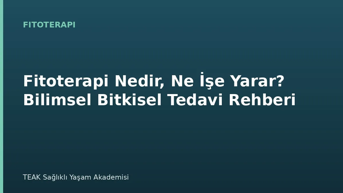 Fitoterapi Nedir, Ne İşe Yarar? Bilimsel Bitkisel Tedavi Rehberi